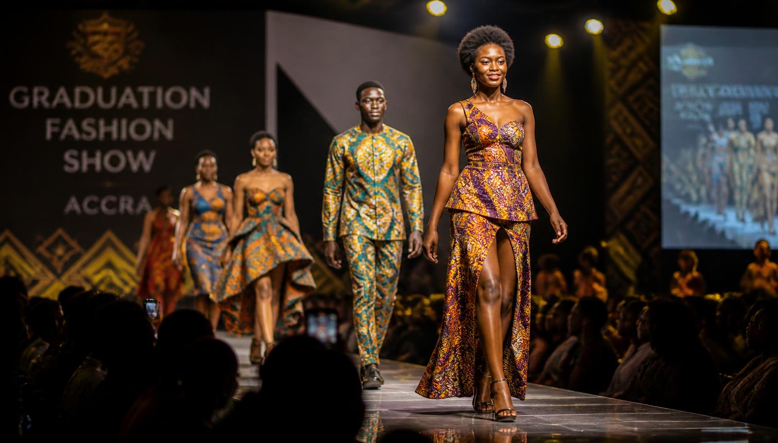 Graduation fashion show runway in Accra
